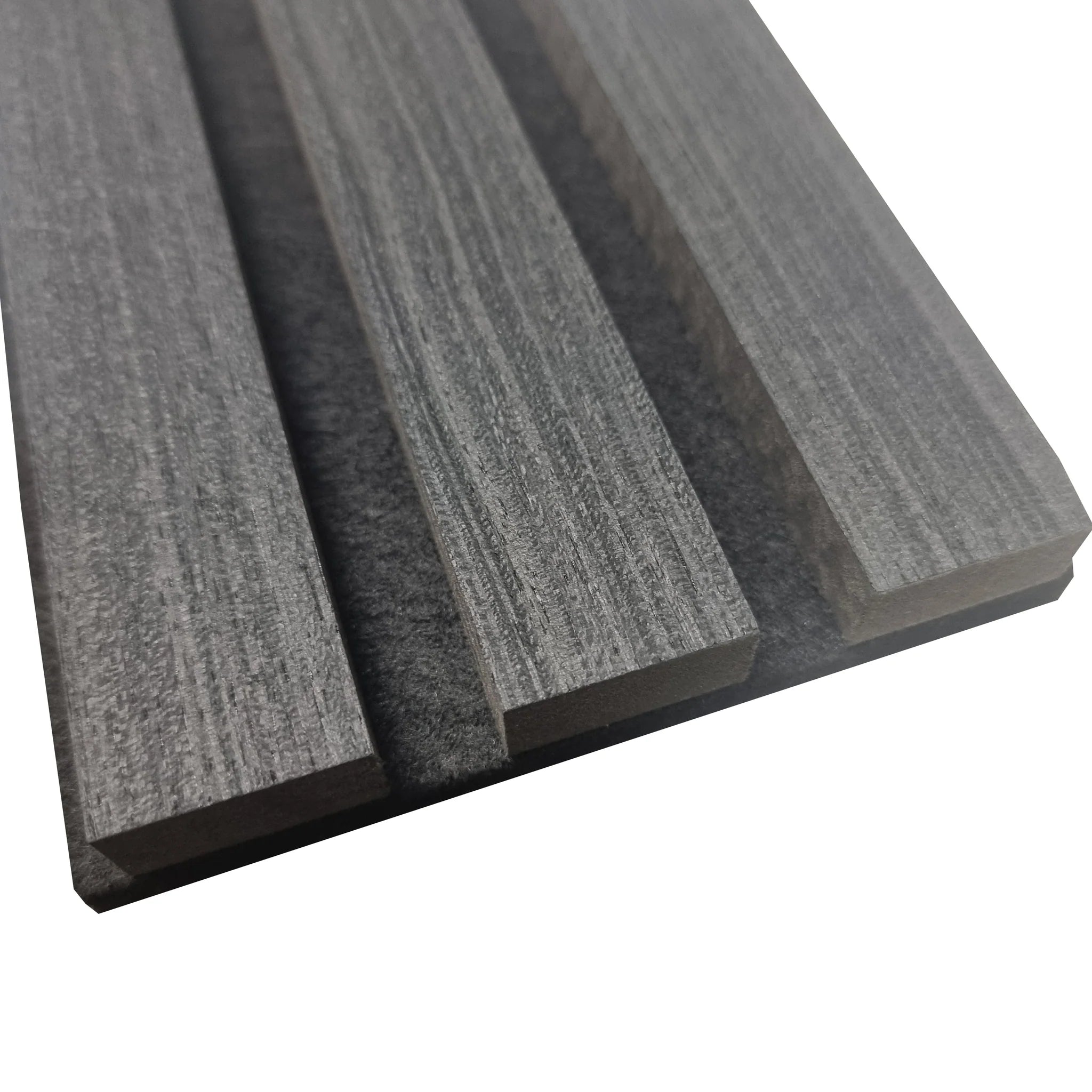 Acoustic Slatted Wall Panel - Charcoal Black 2.4m x 0.6m (4 Pieces)