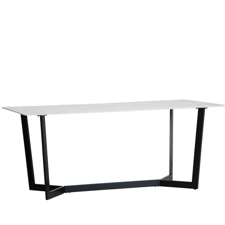 Lucien 1.8m White Sintered Stone Dining Table With Black Legs