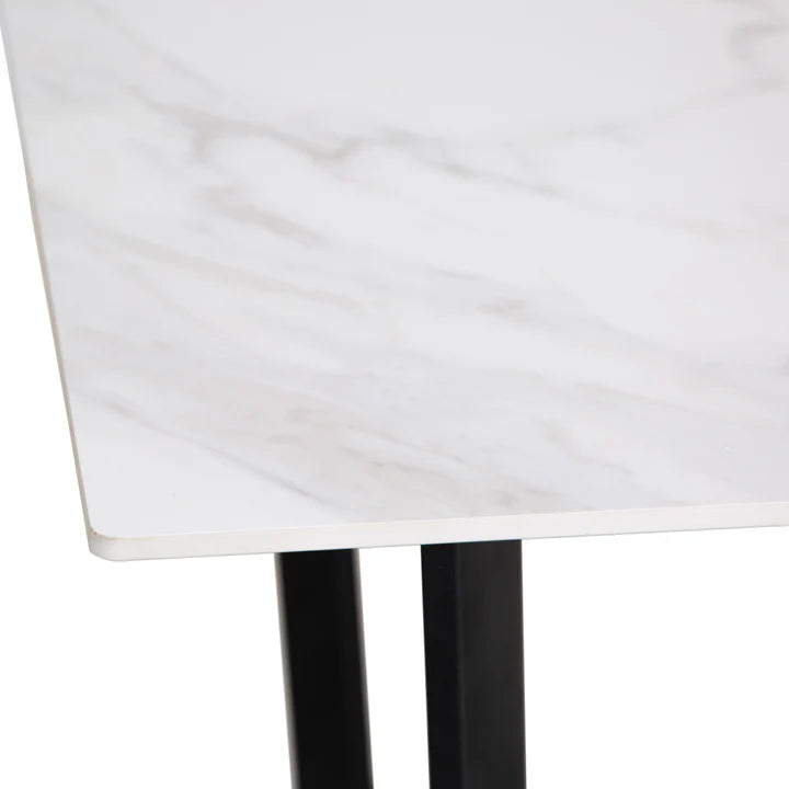 Lucien 1.8m White Sintered Stone Dining Table With Black Legs