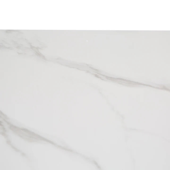 Lucien 1.8m White Sintered Stone Dining Table With Black Legs