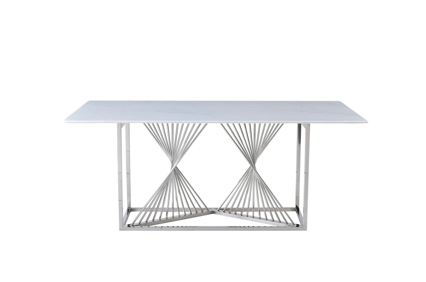 Amelia White Ceramic 180cm Silver Dining Table - MyForeverFurnishings