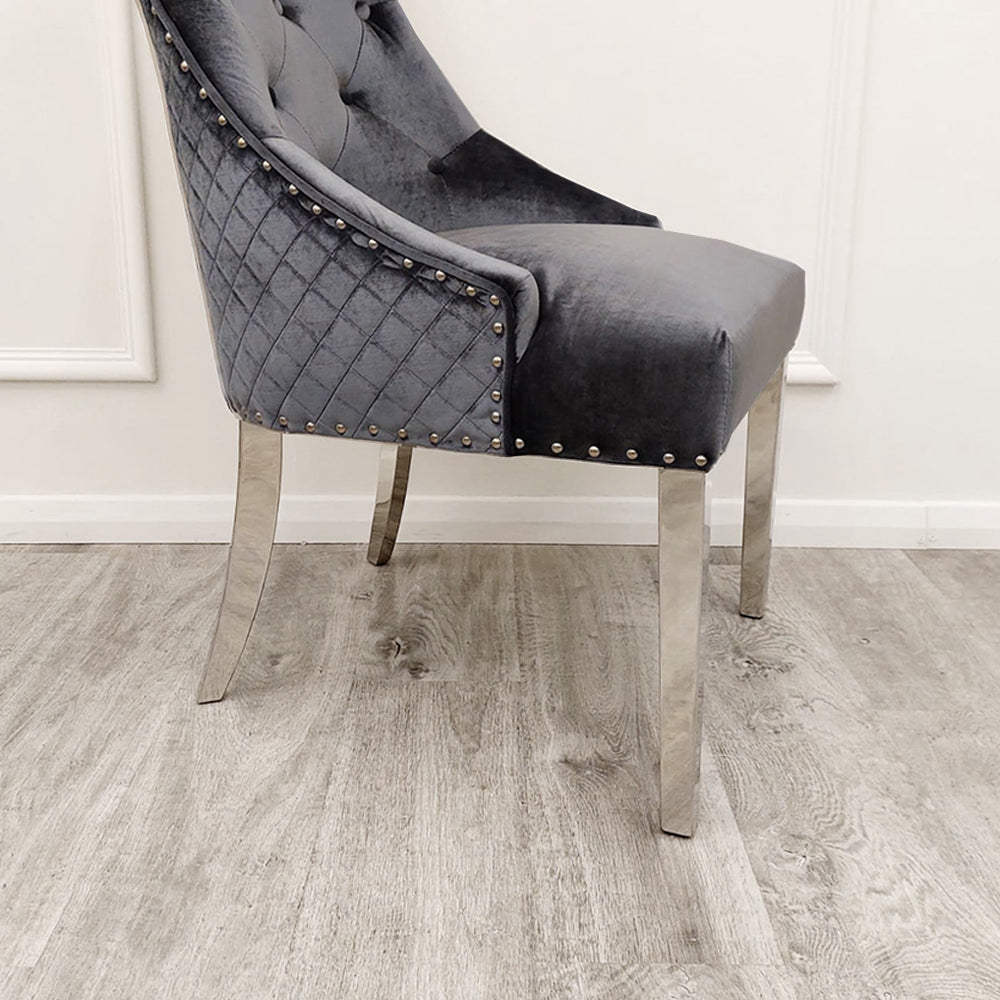 Bentley Dining Chair with Lion Knocker & Quilted Back (All Colours)