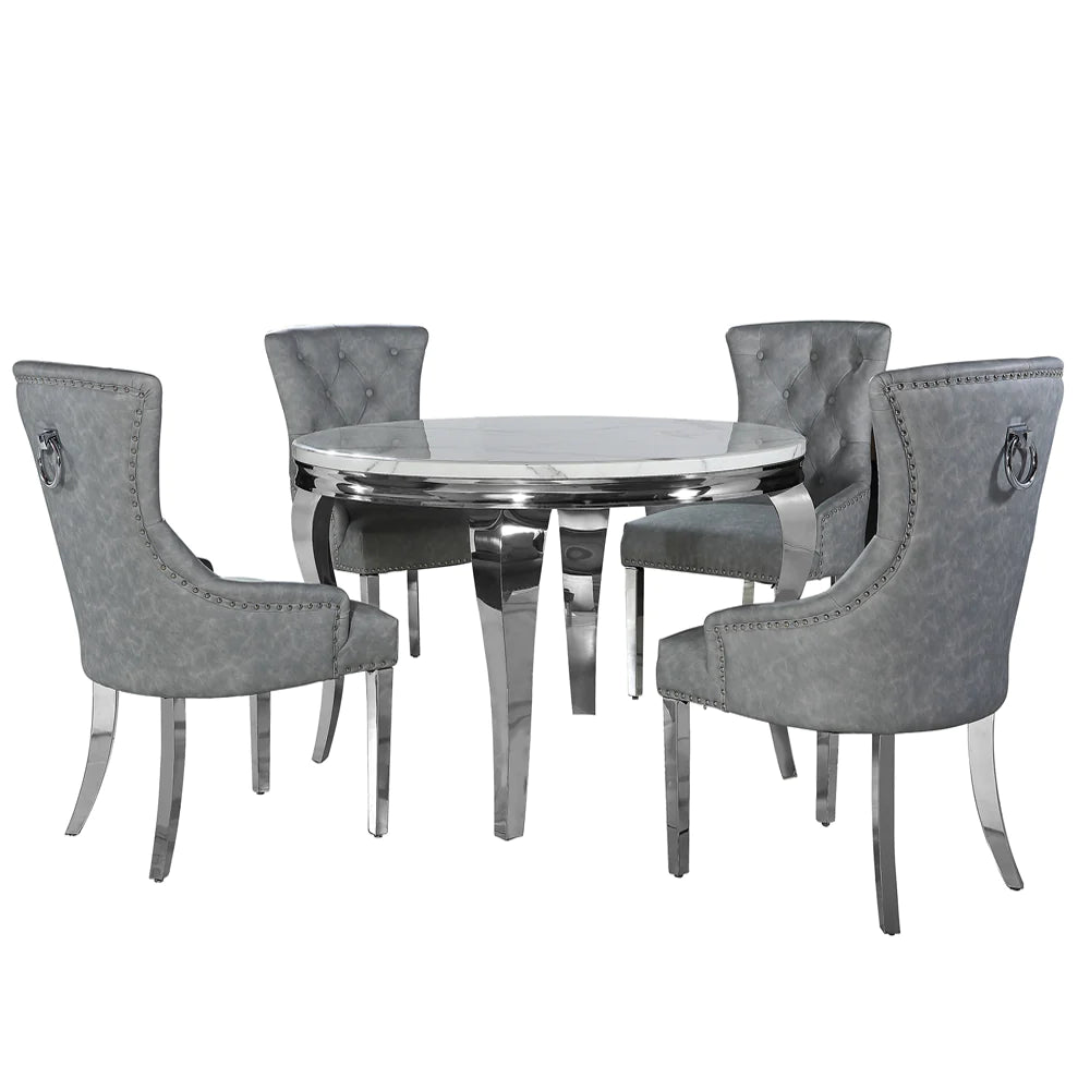 Louis Dining Table in Chrome 1.3M Round (All Colours)