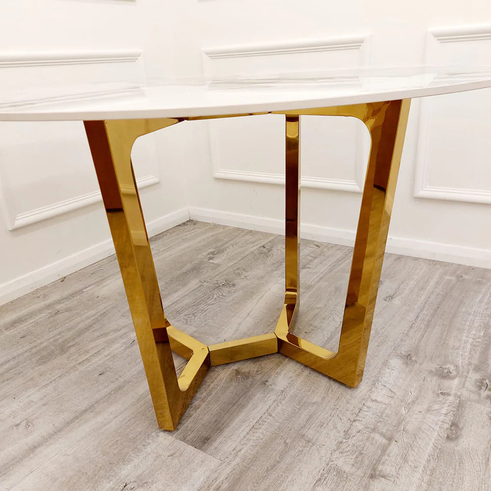 Lucien Gold 1.2M Round Dining Table with Sintered Stone Top