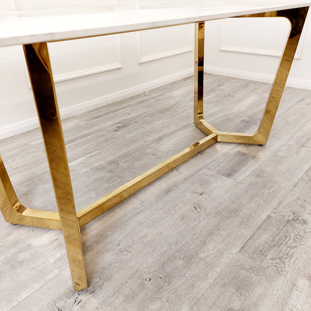 Lucien 1.8M Gold Dining Table with Pandora Gold Sintered Stone Top