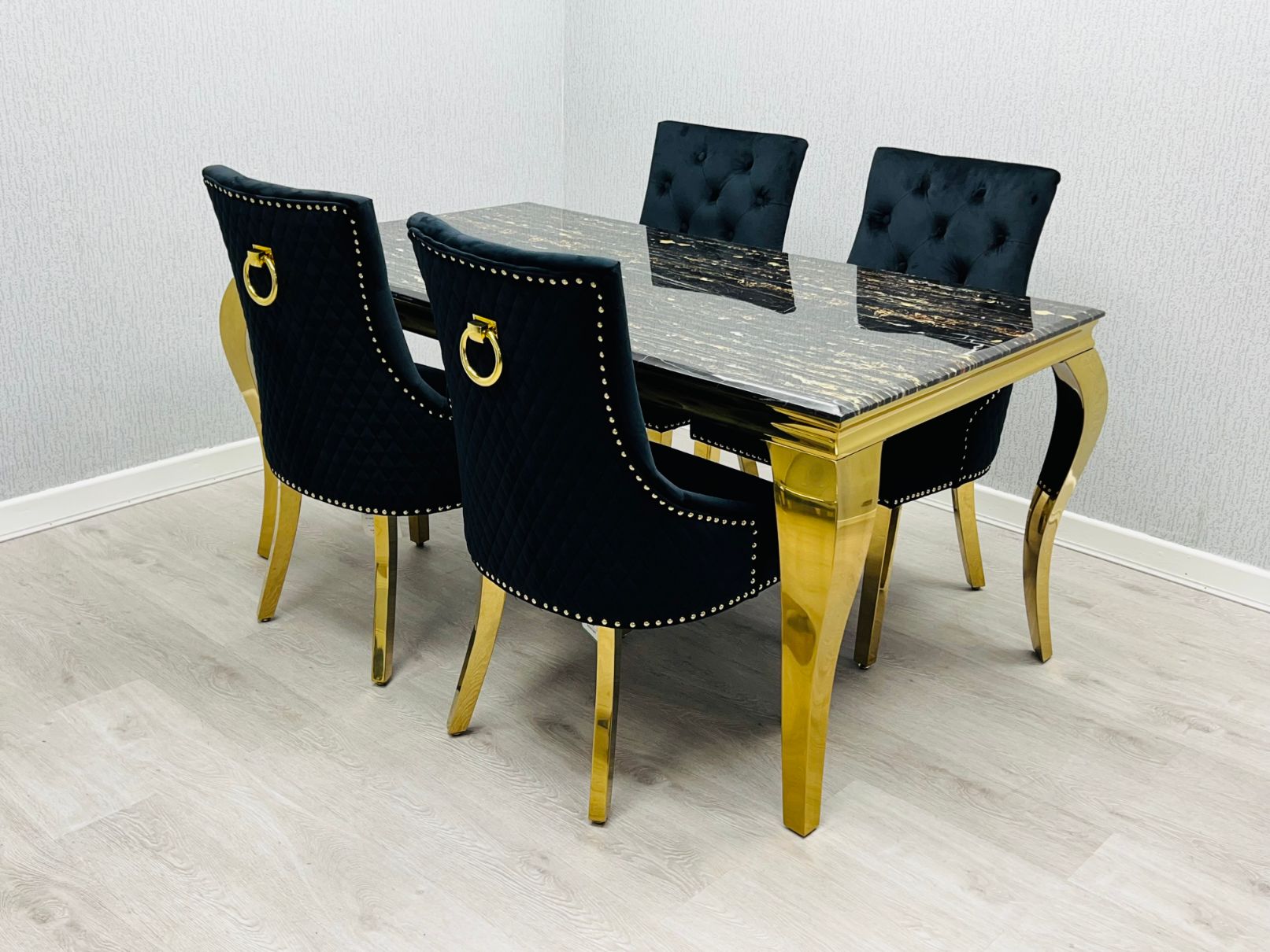 Sofia Black & Gold Dining Table – All Sizes