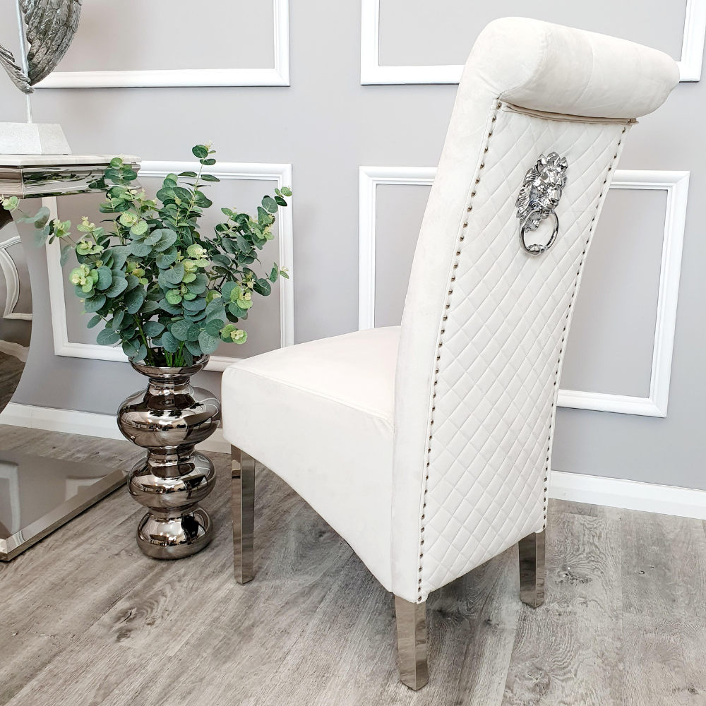 Emma/Lucy Dining Chair with Lion Knocker & Quilted Back (All Colours)