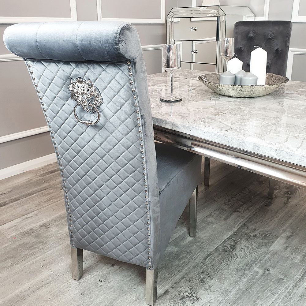Emma/Lucy Dining Chair with Lion Knocker & Quilted Back (All Colours)
