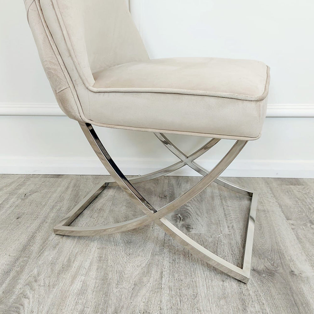 Sandhurst Dining Chair with buttoned back X Leg (All Colours)