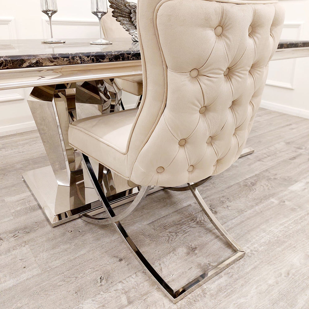 Sandhurst Dining Chair with buttoned back X Leg (All Colours)
