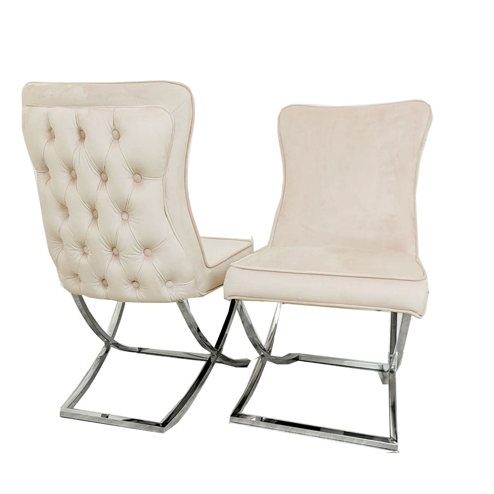 Sandhurst Dining Chair with buttoned back X Leg (All Colours)