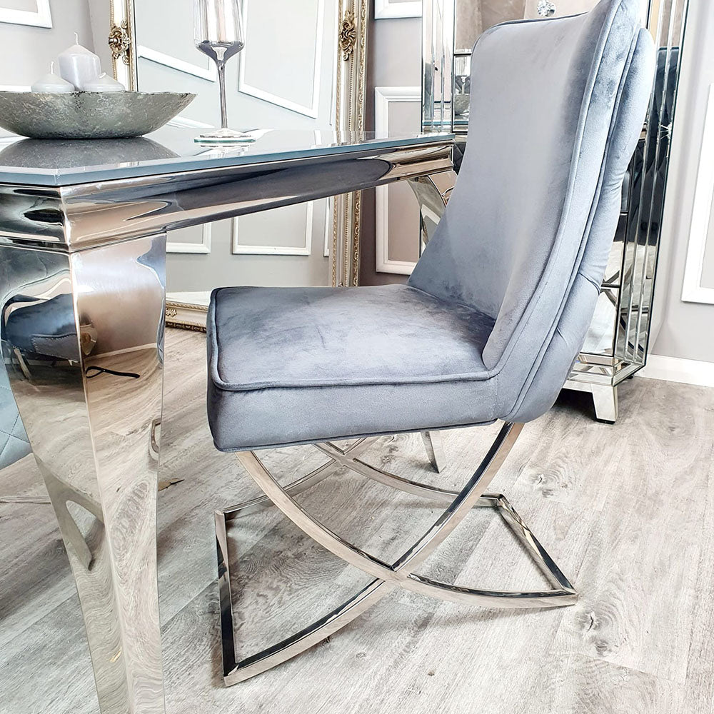 Sandhurst Dining Chair with buttoned back X Leg (All Colours)