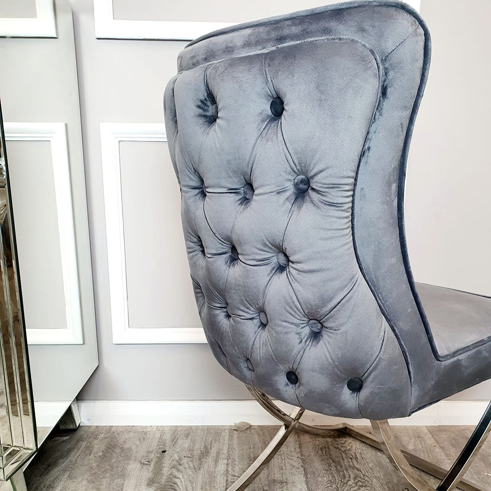 Sandhurst Dining Chair with buttoned back X Leg (All Colours)