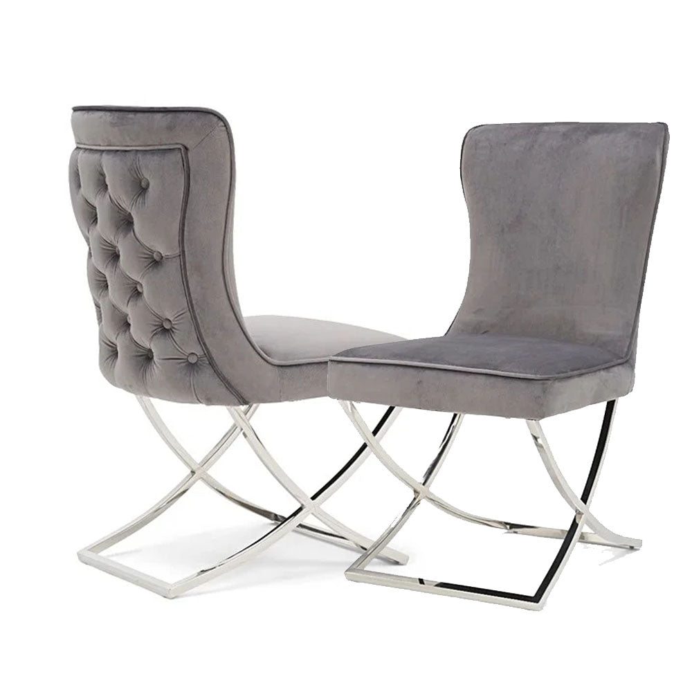 Sandhurst Dining Chair with buttoned back X Leg (All Colours)