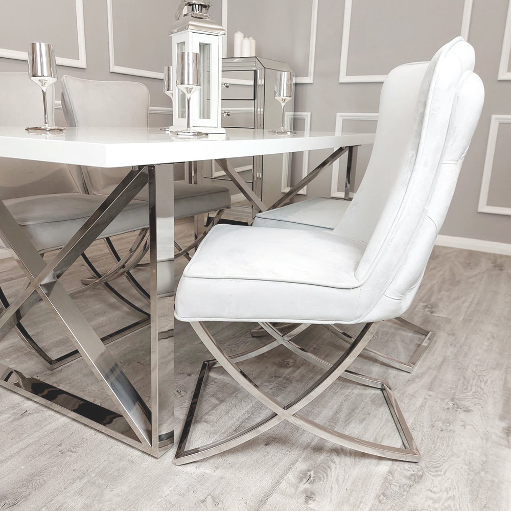 Sandhurst Dining Chair with buttoned back X Leg (All Colours)
