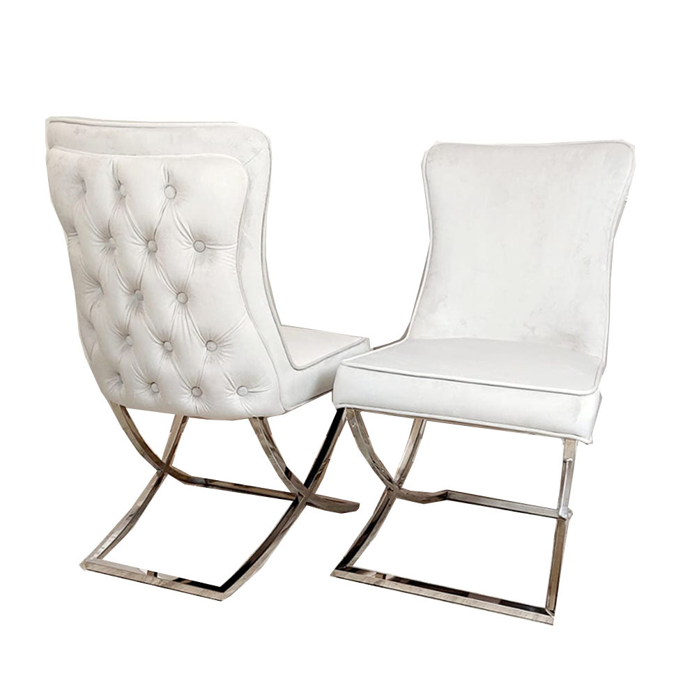 Sandhurst Dining Chair with buttoned back X Leg (All Colours)