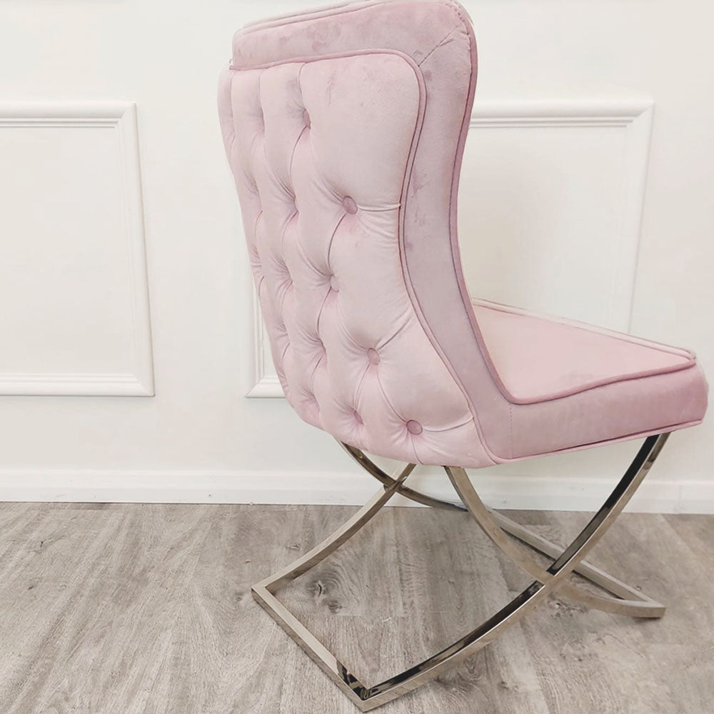 Sandhurst Dining Chair with buttoned back X Leg (All Colours)