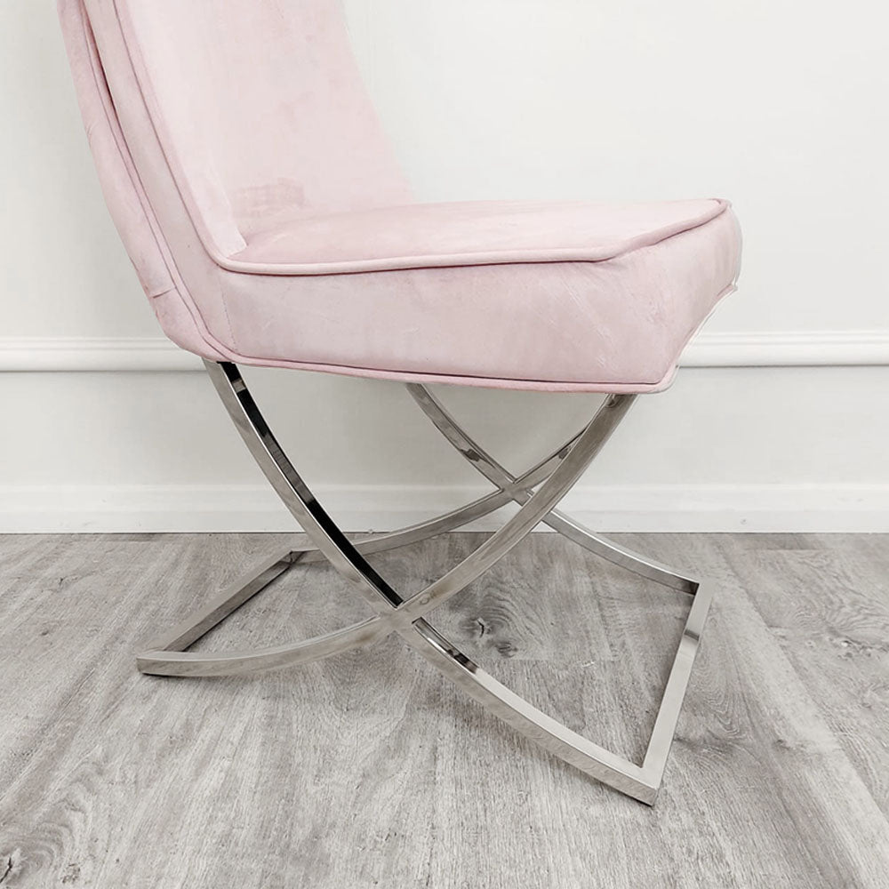 Sandhurst Dining Chair with buttoned back X Leg (All Colours)