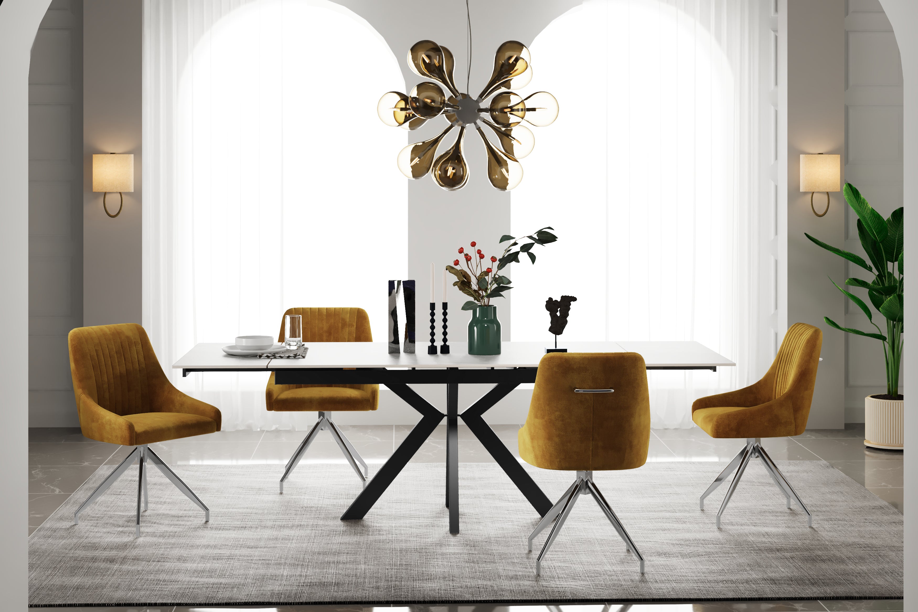 Zian Ceramic Pearla Grey 120-150-180cm - Extending Gloss