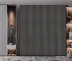 Acoustic Slatted Wall Panel - Light Grey 2.4m x 0.6m (4 Pieces)