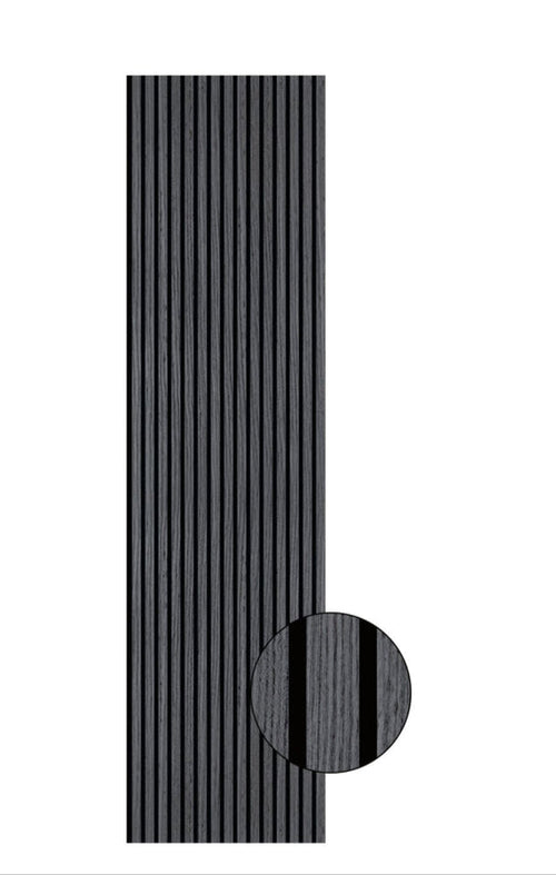 Acoustic Slatted Wall Panel - Dark Grey  2.4m x 0.6m (4 Pieces)
