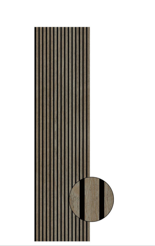 Acoustic Slatted Bendable Wall Panel - Dark Oak 2.4m x 0.6m (4 Pieces)
