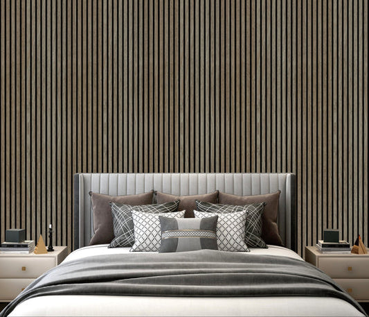 Acoustic Slatted Wall Panel - Dark Oak  2.4m x 0.6m (4 Pieces)