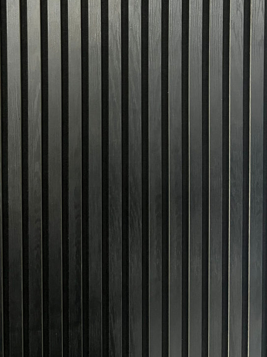 Acoustic Slatted Wall Panel - Charcoal Black 2.4m x 0.6m (4 Pieces)