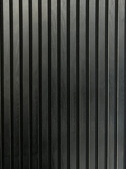 Acoustic Slatted Wall Panel - Black  2.4m x 0.6m (4 Pieces)