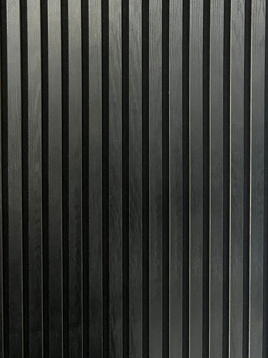 Acoustic Slatted Wall Panel - Black  2.4m x 0.6m (4 Pieces)