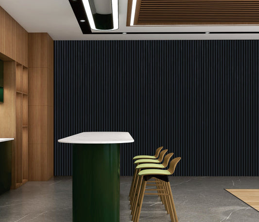 Acoustic Slatted Wall Panel - Black  2.4m x 0.6m (4 Pieces)