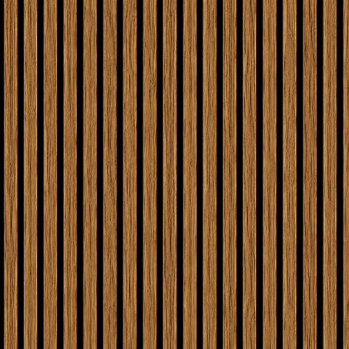 Acoustic Slatted Wall Panel - Teak Oak 2.4m x 0.6m (4 Pieces)