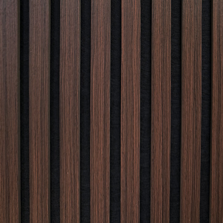 Acoustic Slatted Wall Panel - Smoked Oak 2.4m x 0.6m (4 Pieces)