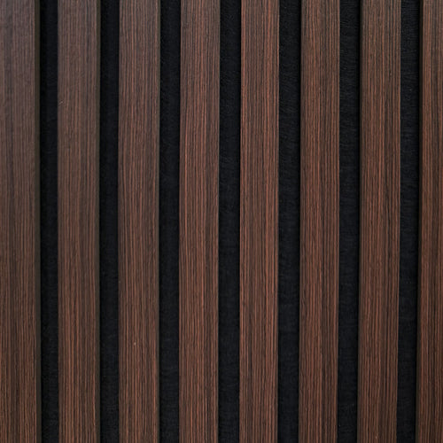 Acoustic Slatted Wall Panel - Smoked Oak 2.4m x 0.6m (4 Pieces)
