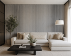 Acoustic Slatted Wall Panel - Concrete 2.4m x 0.6m (4 Pieces)