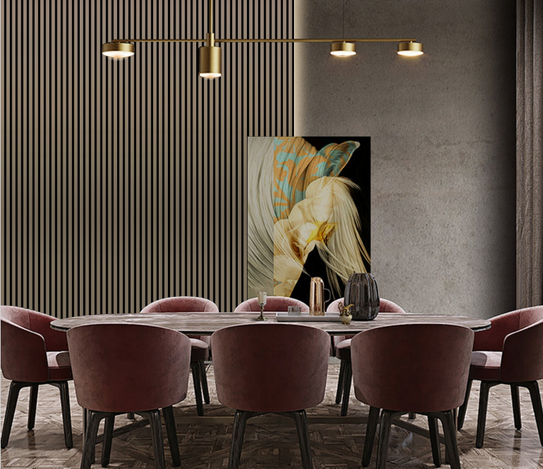 Acoustic Slatted Wall Panel - Metallic Brown  2.4m x 0.6m (4 Pieces)