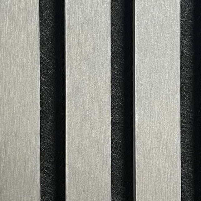 Acoustic Slatted Wall Panel - Metallic Dark Grey  2.4m x 0.6m (4 Pieces)