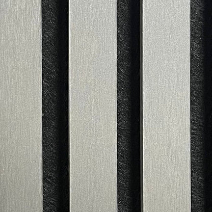 Acoustic Slatted Wall Panel - Metallic Dark Grey  2.4m x 0.6m (4 Pieces)