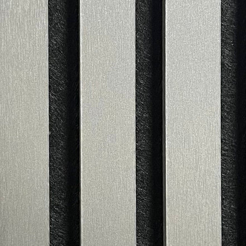 Acoustic Slatted Wall Panel - Metallic Dark Grey  2.4m x 0.6m (4 Pieces)