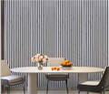 Acoustic Slatted Wall Panel - White Marble  2.4m x 0.6m (4 Pieces)