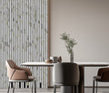 Acoustic Slatted Wall Panel - White and Gold Marble  2.4m x 0.6m (4 Pieces)