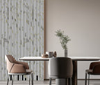Acoustic Slatted Wall Panel - White and Gold Marble  2.4m x 0.6m (4 Pieces)