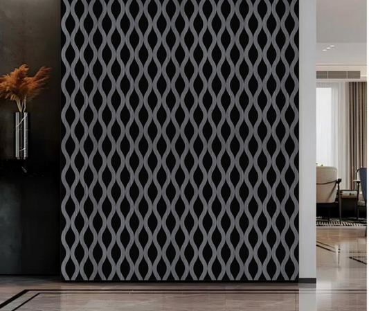 Acoustic Waved Wall Panel - Dark Grey 2.4m x 0.6m (4 Pieces)