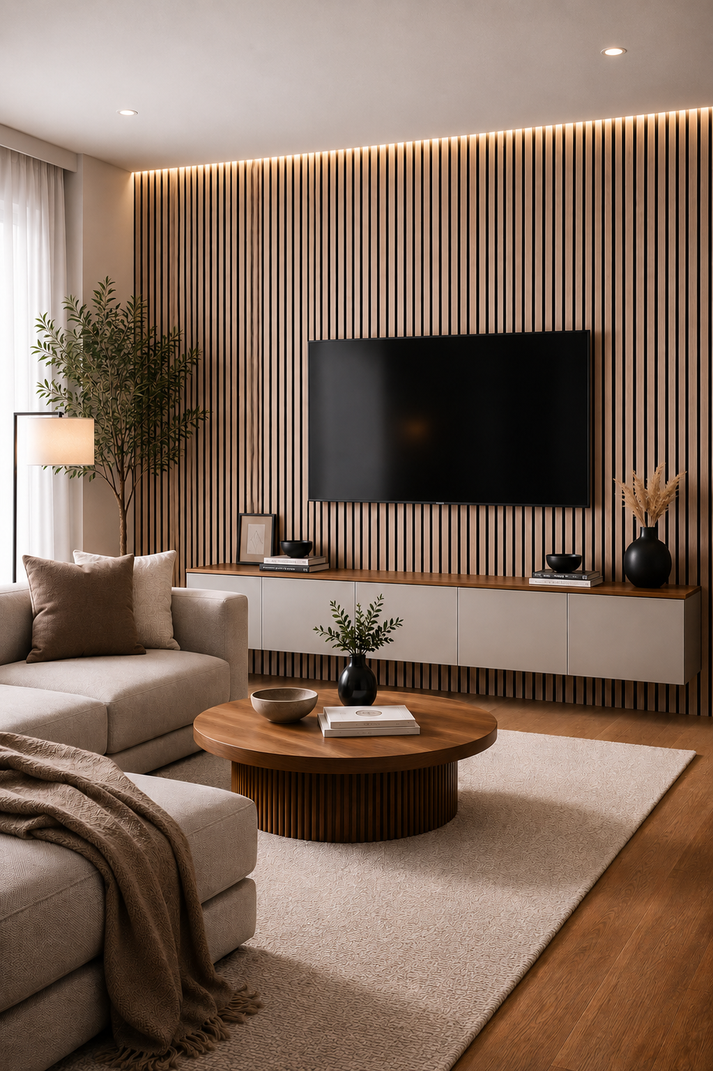 Acoustic Linear Wall Panel - Oak 2.4m x 0.6m (4 Pieces)