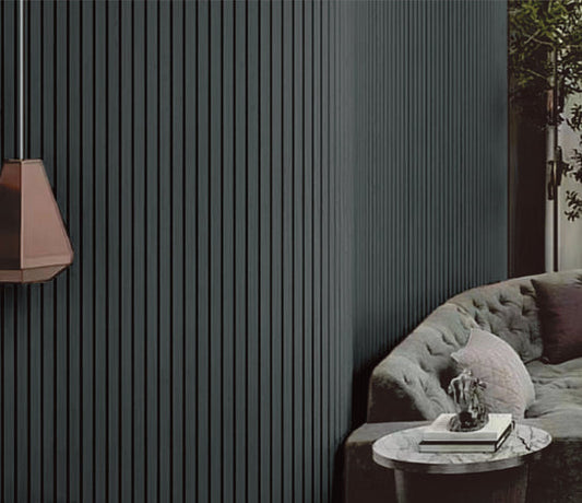 Acoustic Slatted Bendable Wall Panel - Light Grey 2.4m x 0.6m (4 Pieces)
