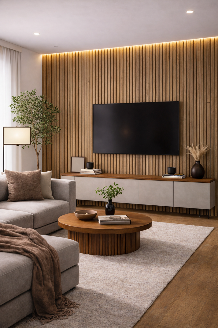 Acoustic Linear Wall Panel - Dark Oak 2.4m x 0.6m (4 Pieces)