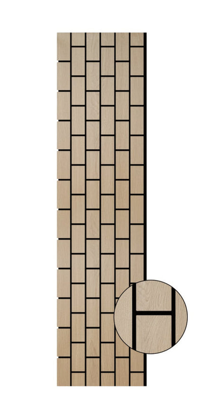 Acoustic Brick Wall Panel - Natural Oak 2.4m x 0.6m (4 Pieces)