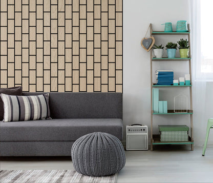 Acoustic Brick Wall Panel - Natural Oak 2.4m x 0.6m (4 Pieces)