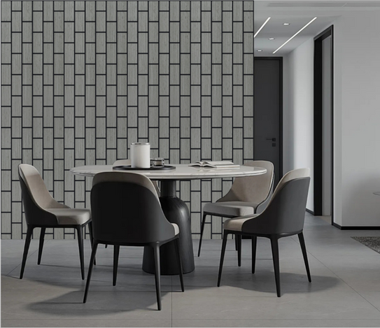 Acoustic Brick Wall Panel - Light Grey 2.4m x 0.6m (4 Pieces)