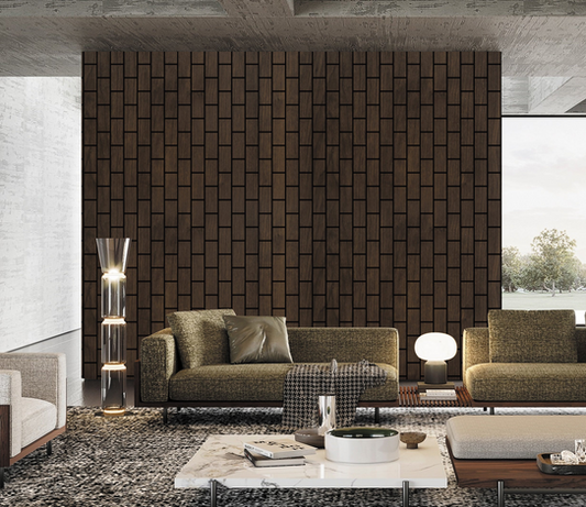 Acoustic Brick Wall Panel - Walnut 2.4m x 0.6m (4 Pieces)